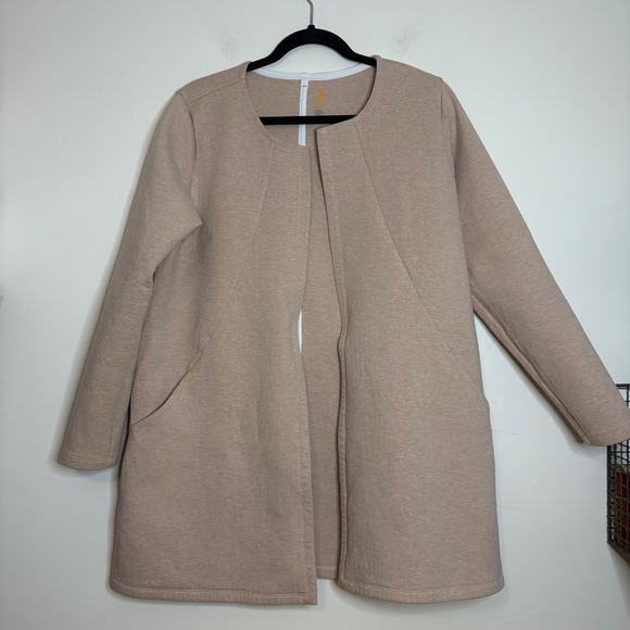 Lucy Sweaters - Lucy Womens Open Front Cardigan Jacket Tan Oatmeal Heather Longline Pockets M
